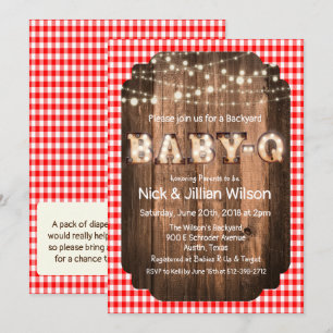 Invitation de Baby shower Rustique Baby Q BBQ