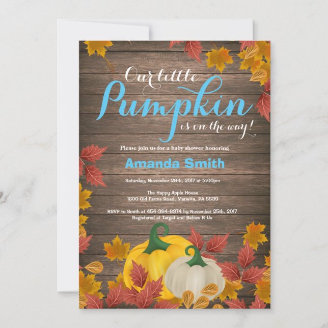 Invitation de Baby Shower Rustique d'Automne pour  (Devant)