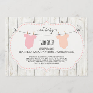 Invitation de Baby shower rustique pour les filles