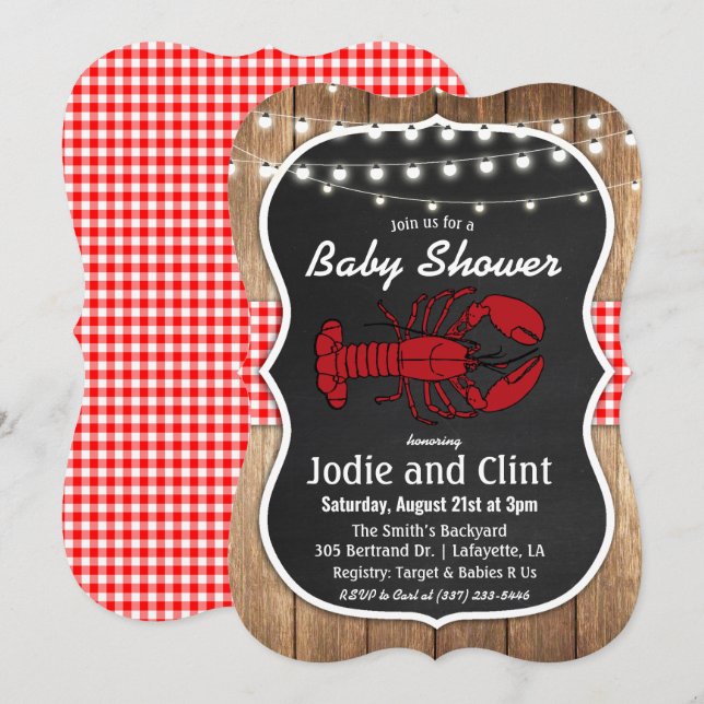 Invitation de Baby Shower Rustique pour une Fête d (Devant / Derrière)