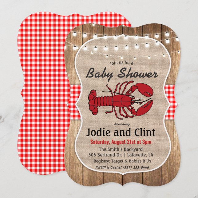 Invitation de Baby Shower Rustique pour une Fête d (Devant / Derrière)