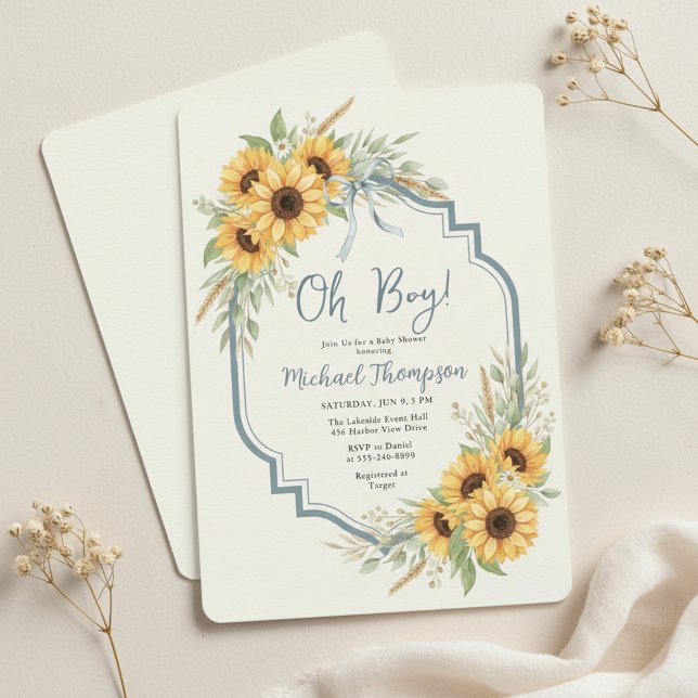 Invitation de Baby Shower Rustique Tournesol (Créateur téléchargé)