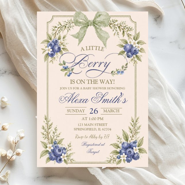 Invitation de Baby Shower Sage Vert Floral Douce P (Créateur téléchargé)