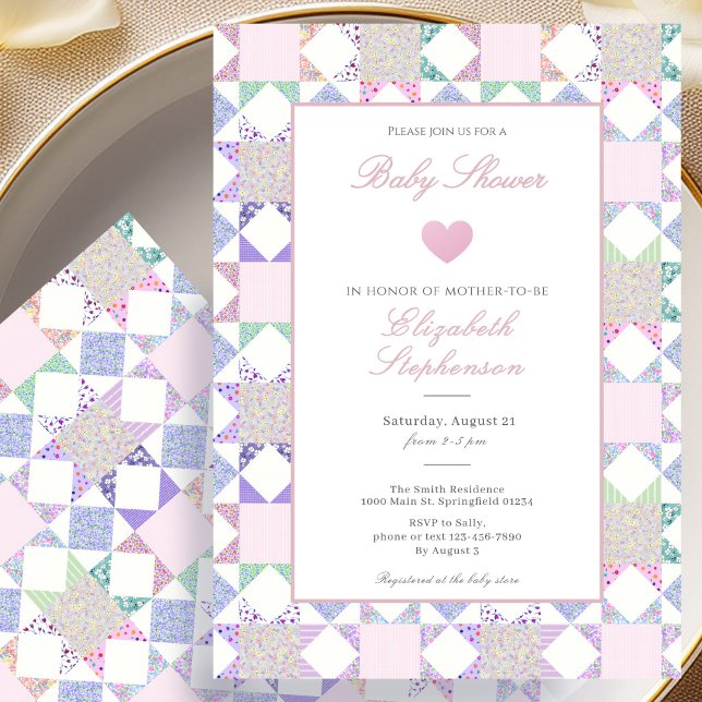 Invitation de baby shower Simple Rose Quilt (Créateur téléchargé)