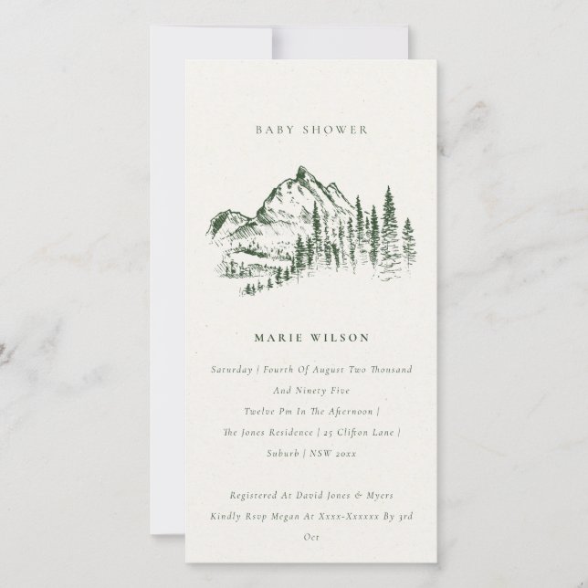 Invitation de Baby shower Sketch Mountain Pine ver (Devant)
