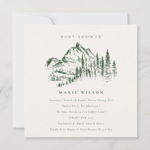 Invitation de Baby shower Sketch Mountain Pine ver