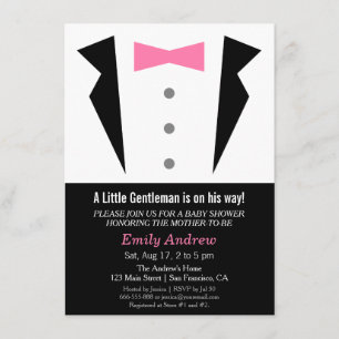 Invitation de Baby Shower Smoking Nœud Papillon po