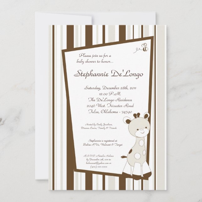 Invitation de Baby shower Snicker Doodle Giraffe (Devant)