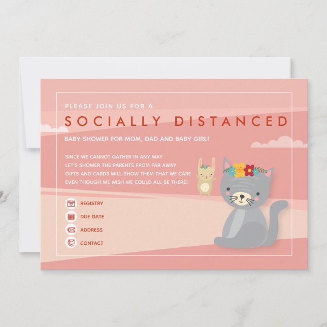 invitation de baby shower socialement distancé (Devant)