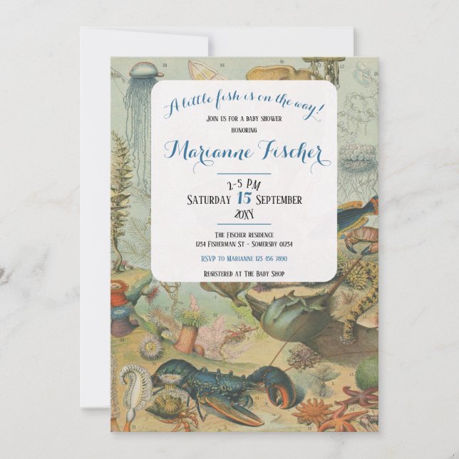 Invitation de Baby Shower Sous la Mer Côtière (Devant)