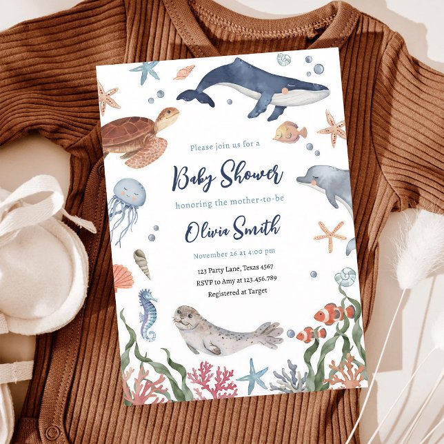 Invitation de Baby Shower Sous-Marin Naútico (Créateur téléchargé)