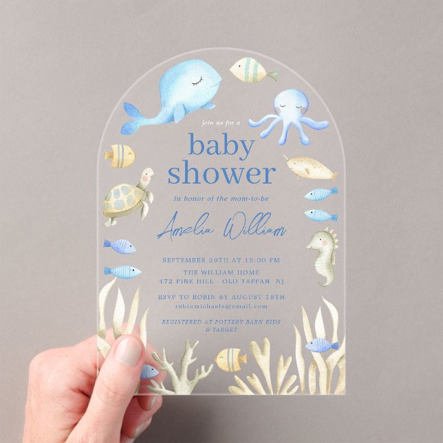 Invitation de Baby shower sous-marin Whimsy (In situ (ordinateur de poche))