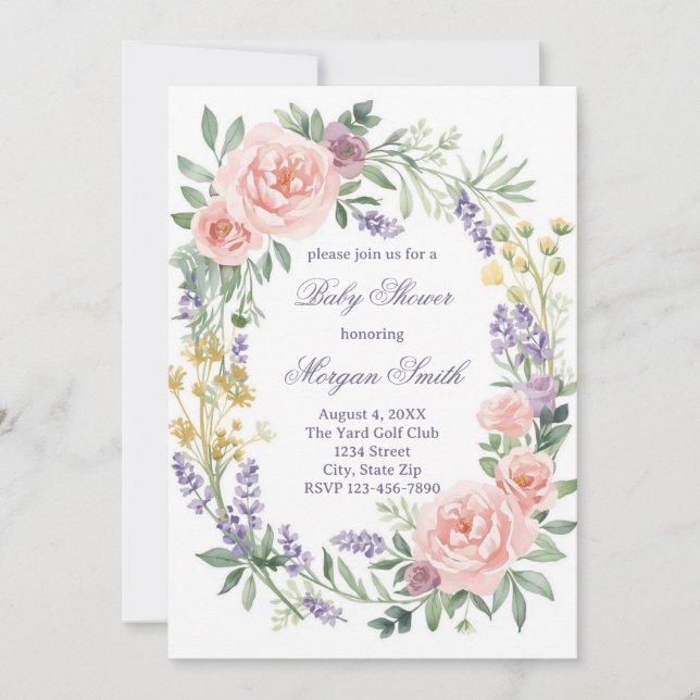 Invitation de Baby Shower Sprinkle – Aquarelle (Devant)