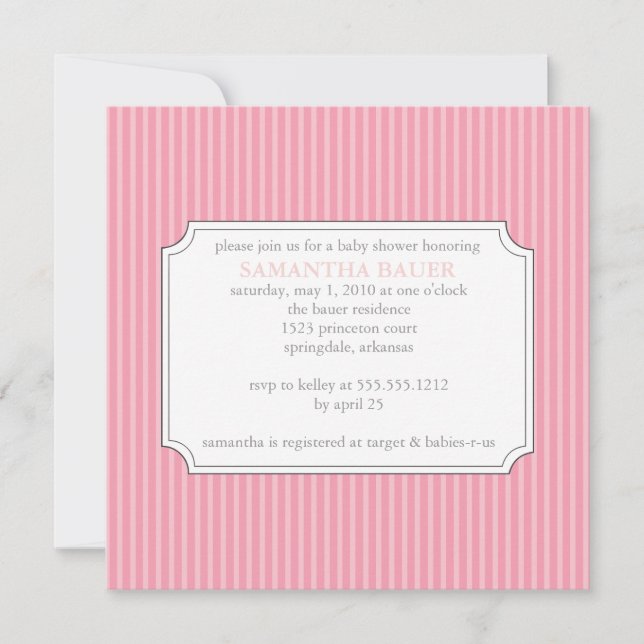 Invitation de baby shower {stripes} (Devant)
