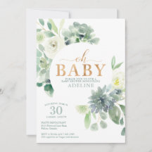 Invitation de Baby shower Succulent et verdoyant