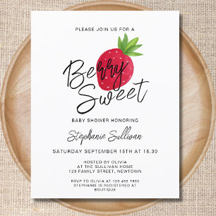 Invitation de Baby shower sucré aux fraises Budget