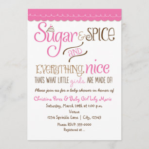 Invitation de baby shower Sugar & Spice Typography