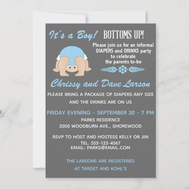 Invitation de Baby shower supérieure personnalisab (Devant)