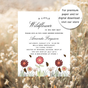 Invitation de baby shower sur le thème des fleurs