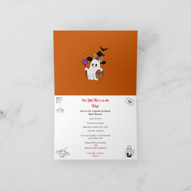 Invitation de Baby Shower sur le thème d'Halloween (Intérieur)