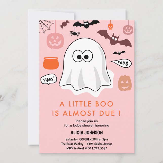 Invitation de baby shower sur le thème d'Halloween (Devant)