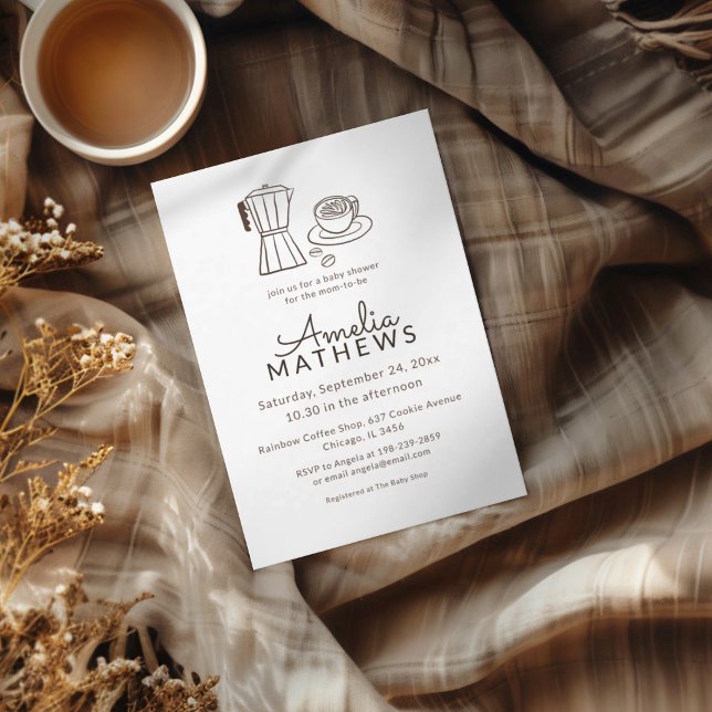 Invitation de baby shower sur le thème du café sim (Créateur téléchargé)