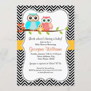 Invitation de Baby shower Sweet Owl