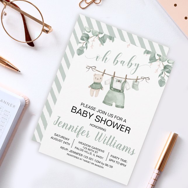 Invitation de baby shower tenue boho pour bébé gar (Créateur téléchargé)