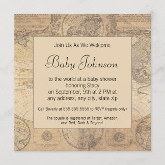Invitation de baby shower - thème vintage de carte