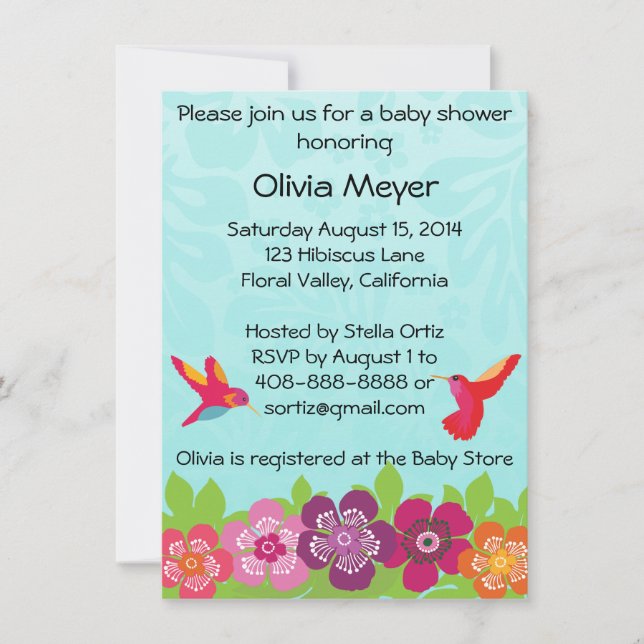 Invitation de Baby shower tropical (Devant)