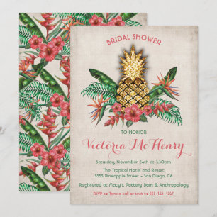 Invitation de Baby Shower Tropical Golden Pineappl