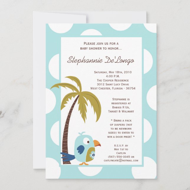 Invitation de Baby shower Tropical Hawaiian de 5x7 (Devant)