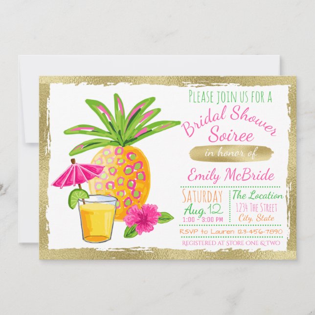 Invitation de Baby Shower Tropical Luau (Devant)