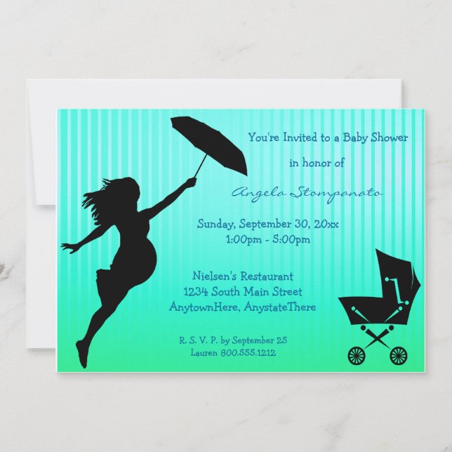 Invitation de Baby shower Turquoise à pointes (Devant)
