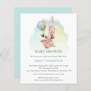 Invitation de Baby shower Turquoise Bunny Budget