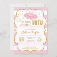 Invitation de Baby shower Tutu rose et or pour fil
