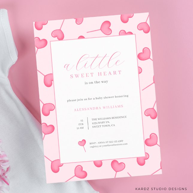 Invitation de Baby shower un peu amoureux (Baby Shower invite shown in 5x7 size. Personalize and choose corner style and paper before checkout.)