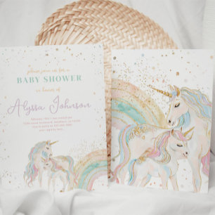 Invitation de Baby shower Unicorn et Rainbow Paste
