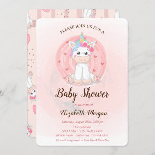 Invitation de Baby shower Unicorn mignonne