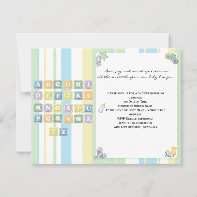 Invitation de Baby shower Unisex (Devant)