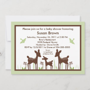 Invitation de Baby shower vert de cerf de saule