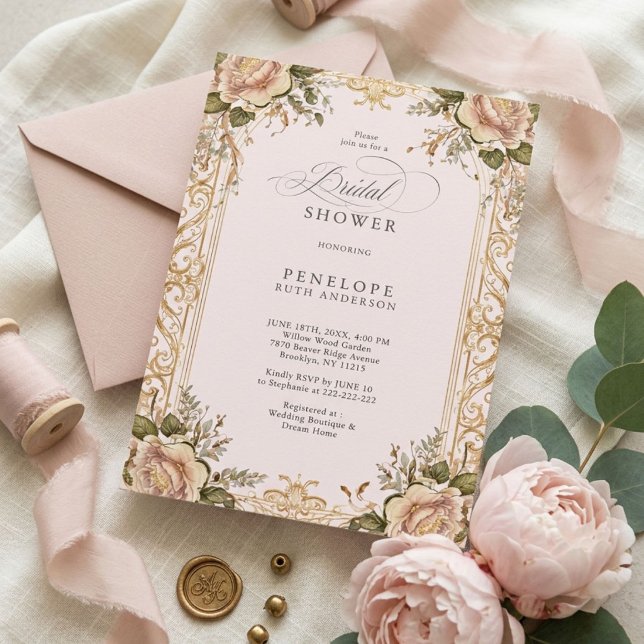Invitation de baby shower victorien floral (Créateur téléchargé)