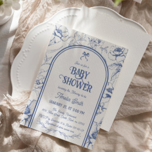 Invitation de Baby Shower Vintage Ornement Floral