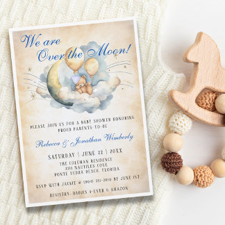 Invitation de Baby Shower Vintage Over the Moon Bé