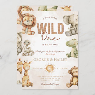 Invitation de Baby shower vintage Safari Plush