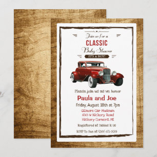 Invitation de baby shower vintage voiture classiqu