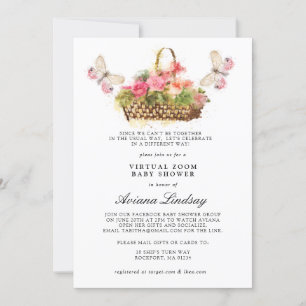 Invitation de Baby shower virtuel en ligne rose Fl