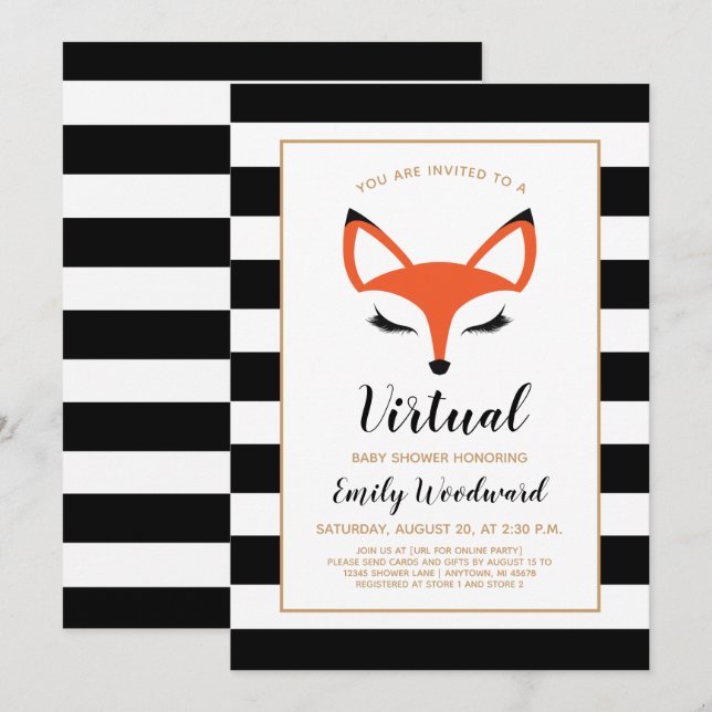 Invitation de baby shower virtuelle avec un visage (Devant / Derrière)