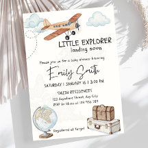 Invitation de Baby Shower Voyage Modèle Petite Exp