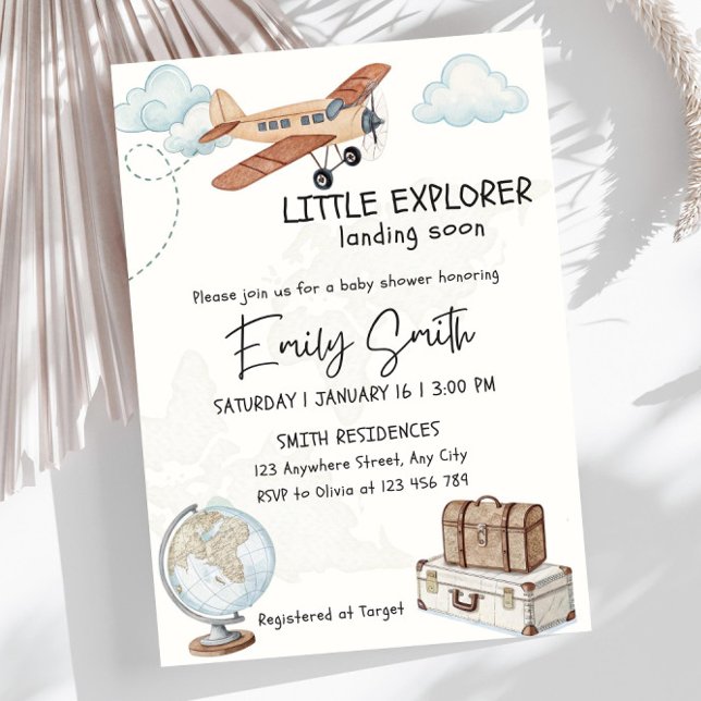 Invitation de Baby Shower Voyage Modèle Petite Exp (Créateur téléchargé)